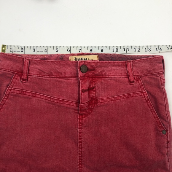Anthropologie Holding Horses Red Denim Jean Skirt - Picture 5 of 8